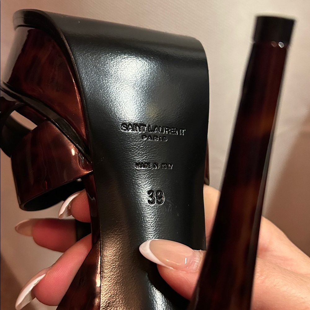 Saint Laurent Tortoiseshell Patent Platform 39 - Picture 4 of 14